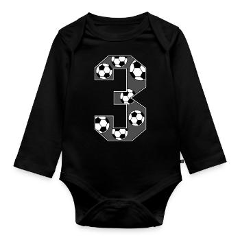 3 anniversaire Football Gris - Body Bébé bio manches longues - noir - Devant
