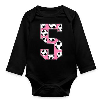 5ème anniversaire Football Rose - Body Bébé bio manches longues - noir - Devant