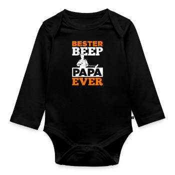 Bester Beep Papa Ever Sondengänger mit Detektor - Baby Bio-Langarm-Body - Schwarz - Vorne