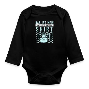 Magnetangler Das ist mein Magnetangel Shirt - Baby Bio-Langarm-Body - Schwarz - Vorne