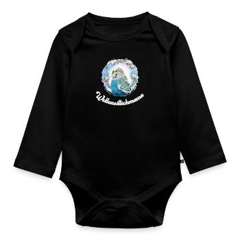 Wellensittich Mama Budgie Mom Sittich Vogelfreund - Baby Bio-Langarm-Body - Schwarz - Vorne