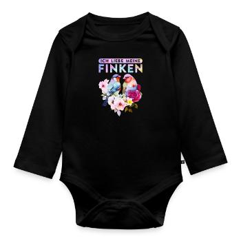 Ich liebe meine Finken Vogelliebhaber Vogel Liebe - Baby Bio-Langarm-Body - Schwarz - Vorne
