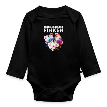 Ich liebe meine Finken Vogelliebhaber Vogel Liebe - Baby Bio-Langarm-Body - Schwarz - Vorne