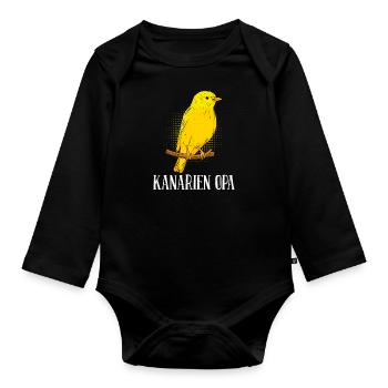Kanarien Opa Canary Grandpa Wellensittich - Baby Bio-Langarm-Body - Schwarz - Vorne
