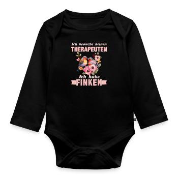 Finkenvogel Ich brauch keinen Therapeuten - Baby Bio-Langarm-Body - Schwarz - Vorne