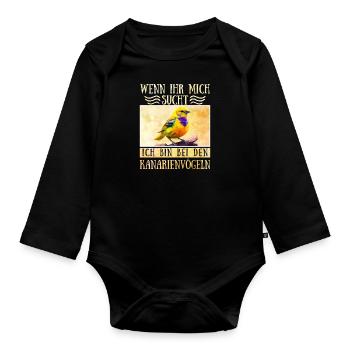 Vogel Liebe Ich bin bei den Kanarienvögeln - Baby Bio-Langarm-Body - Schwarz - Vorne
