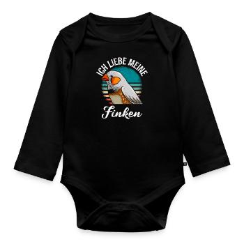 Ich liebe meine Finken Vogelliebhaber Vogelbesitz - Baby Bio-Langarm-Body - Schwarz - Vorne