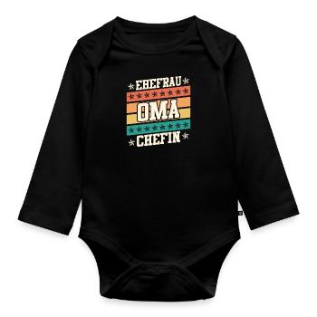 Oma Chefin Großmutter Muttertag Granny Ehefrau - Baby Bio-Langarm-Body - Schwarz - Vorne