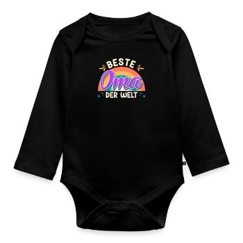 Weltbeste Oma Muttertag Beste Oma Super Grandma - Baby Bio-Langarm-Body - Schwarz - Vorne