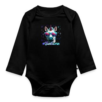 Tanticorn Muttertag Aunties Einhorn Fanartikel - Baby Bio-Langarm-Body - Schwarz - Vorne