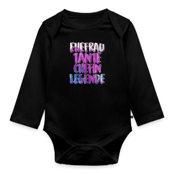 Tante Ehefrau Chefin Legende Muttertag Tanten - Baby Bio-Langarm-Body - Schwarz - Vorne
