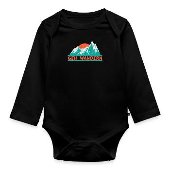 Geh Wandern Wanderer Berge - Baby Bio-Langarm-Body - Schwarz - Vorne