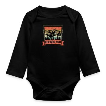 Der Berggipfel ruft Bergfan Wandern - Baby Bio-Langarm-Body - Schwarz - Vorne