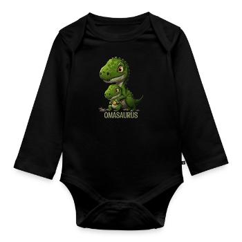 Omasaurus Grandma Muttertag Dinosaurier Fan - Baby Bio-Langarm-Body - Schwarz - Vorne