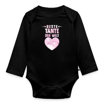 Weltbeste Tante Muttertag Beste Tante Aunties - Baby Bio-Langarm-Body - Schwarz - Vorne