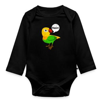 Liebesvögel Nein! sturre Vögel Lovebirds Papageien - Baby Bio-Langarm-Body - Schwarz - Vorne