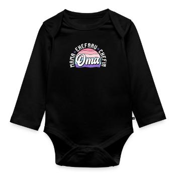 Oma Chefin Großmutter Muttertag Granny Ehefrau - Baby Bio-Langarm-Body - Schwarz - Vorne