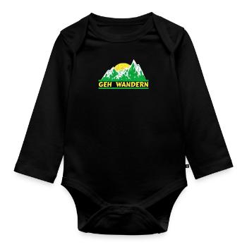 Geh Wandern Wanderer Berge - Baby Bio-Langarm-Body - Schwarz - Vorne