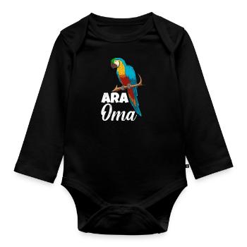 Ara Oma Macaw Grandma Vogelliebhaber Frauen - Baby Bio-Langarm-Body - Schwarz - Vorne