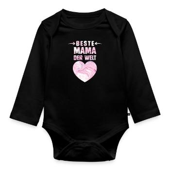 Beste Mama der Welt Muttertag weltbeste Mama - Baby Bio-Langarm-Body - Schwarz - Vorne