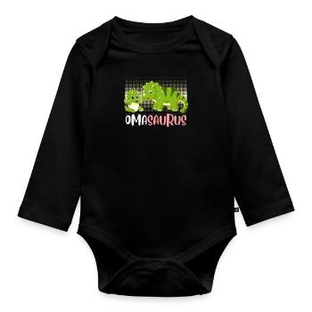 Omasaurus Muttertag Großmutter Saurus Omi - Baby Bio-Langarm-Body - Schwarz - Vorne