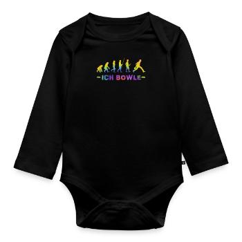 Evolution Bowling Shirt Ich Bowle Bowlingspieler - Baby Bio-Langarm-Body - Schwarz - Vorne