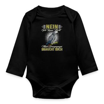 African Gray Kann nicht Graupapagei braucht mich - Baby Bio-Langarm-Body - Schwarz - Vorne