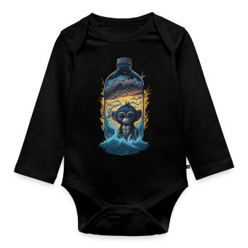 Affe - Baby Bio-Langarm-Body - Schwarz - Vorne