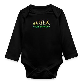 Evolution Bowling Shirt Ich Bowle Bowlingspieler - Baby Bio-Langarm-Body - Schwarz - Vorne