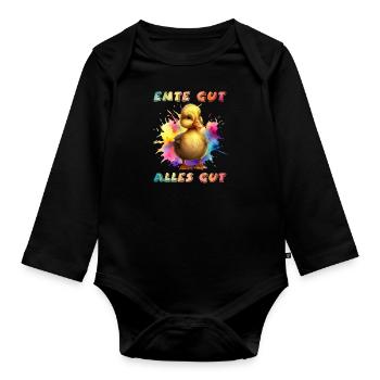 Ente gut Alles gut Entenliebhaber Entchen - Baby Bio-Langarm-Body - Schwarz - Vorne