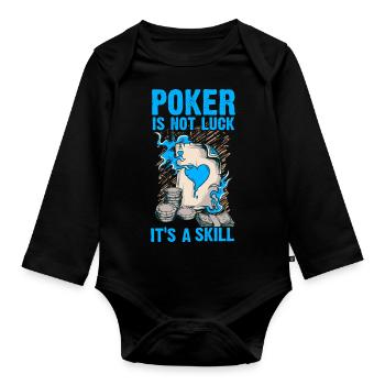 Poker is not Luck it ́s a Skill - Organic Longsleeve Baby Bodysuit - black - Front