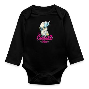 Cacatoès Maman Oiseau Amant Perroquet Femmes - Body Bébé bio manches longues - noir - Devant