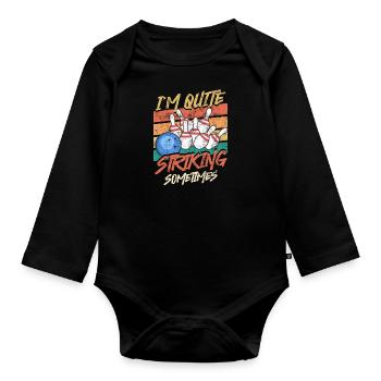 Bowlingspieler Quiet Striking Sometimes Bowling - Baby Bio-Langarm-Body - Schwarz - Vorne