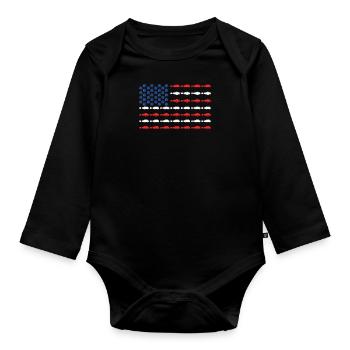 Bowling USA Bowling Player America Flag Shirt - Body Bébé bio manches longues - noir - Devant