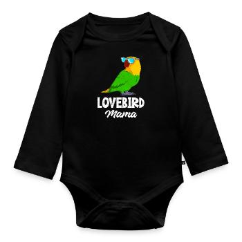 Lovebird Mama Liebesvögel Papagei Halter Frauen - Baby Bio-Langarm-Body - Schwarz - Vorne