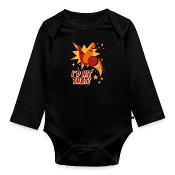 Bowlingspieler I´d Hit That! Bowlingbahn Bowling - Baby Bio-Langarm-Body - Schwarz - Vorne