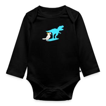 Kakadu Dinosaurier Kakadus Papagei Halter - Baby Bio-Langarm-Body - Schwarz - Vorne