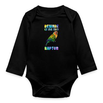 Lovebird Beware of the Tiny Raptor Liebesvögel - Organic Longsleeve Baby Bodysuit - black - Front
