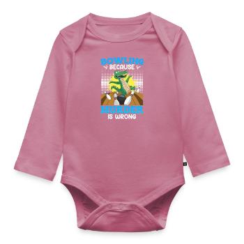 Bowling because Murder is Wrong Bowling Player - Organic Longsleeve Baby Bodysuit - mauve - Front