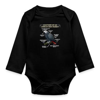 Grau Papagei Anatomy of an African Grey Parrot - Baby Bio-Langarm-Body - Schwarz - Vorne