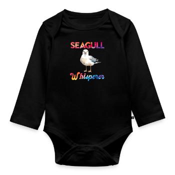 Mouettes, Chuchoteurs d’oiseaux, Amateurs d’oiseaux, Oiseaux marins, Mouettes - Body Bébé bio manches longues - noir - Devant