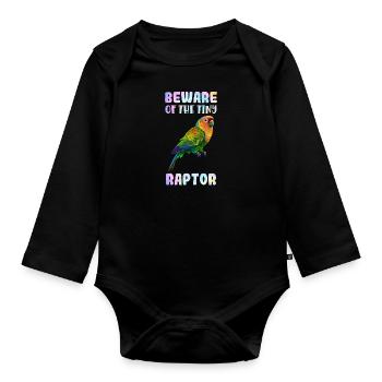 Lovebird Beware of the Tiny Raptor Liebesvögel - Organic Longsleeve Baby Bodysuit - black - Front