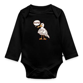 Seagulls NOPE! Low German Bird Lover Shirt - Organic Longsleeve Baby Bodysuit - black - Front