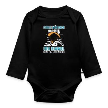 Coole Mädchen kommen in den Himmel Paragliding - Baby Bio-Langarm-Body - Schwarz - Vorne
