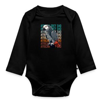 Grey Parrots Mama African Grey Mom Parrot - Organic Longsleeve Baby Bodysuit - black - Front