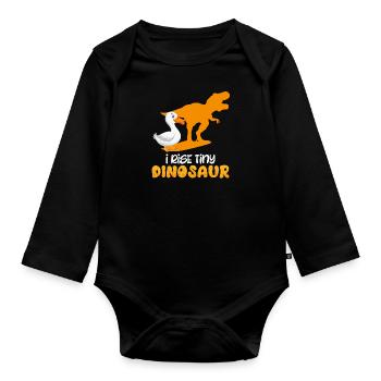 Duck Keeper I Rise tiny Dinosaur Duck Lover - Organic Longsleeve Baby Bodysuit - black - Front