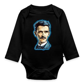 Nikola Tesla - Organic Longsleeve Baby Bodysuit - black - Front