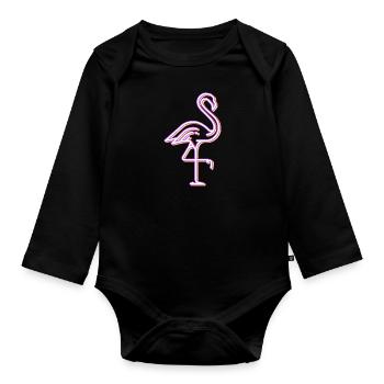 Flamant rose tenue femme flamants roses vie - Body Bébé bio manches longues - noir - Devant