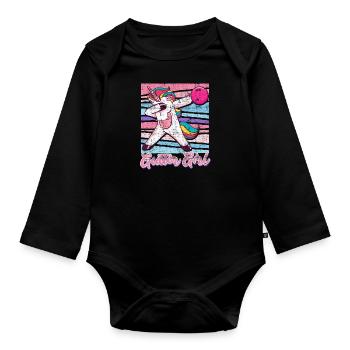 Bowling Women Gutter Girl Unicorn Fan Bowler - Organic Longsleeve Baby Bodysuit - black - Front