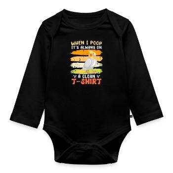 Cockatiel Quand je fais caca c’est toujours propre Chemise - Body Bébé bio manches longues - noir - Devant